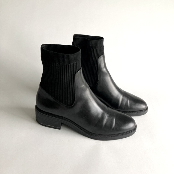 Zara Shoes - Zara Black Leather Sock Stretch Chelsea Booties size EUR 38, US 7.5